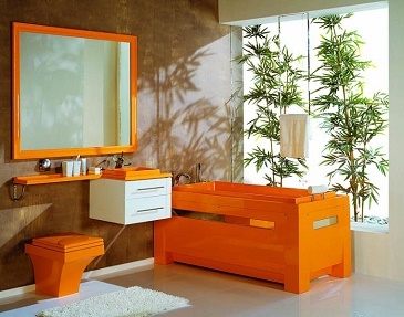 оранжевая ванная в современном стиле